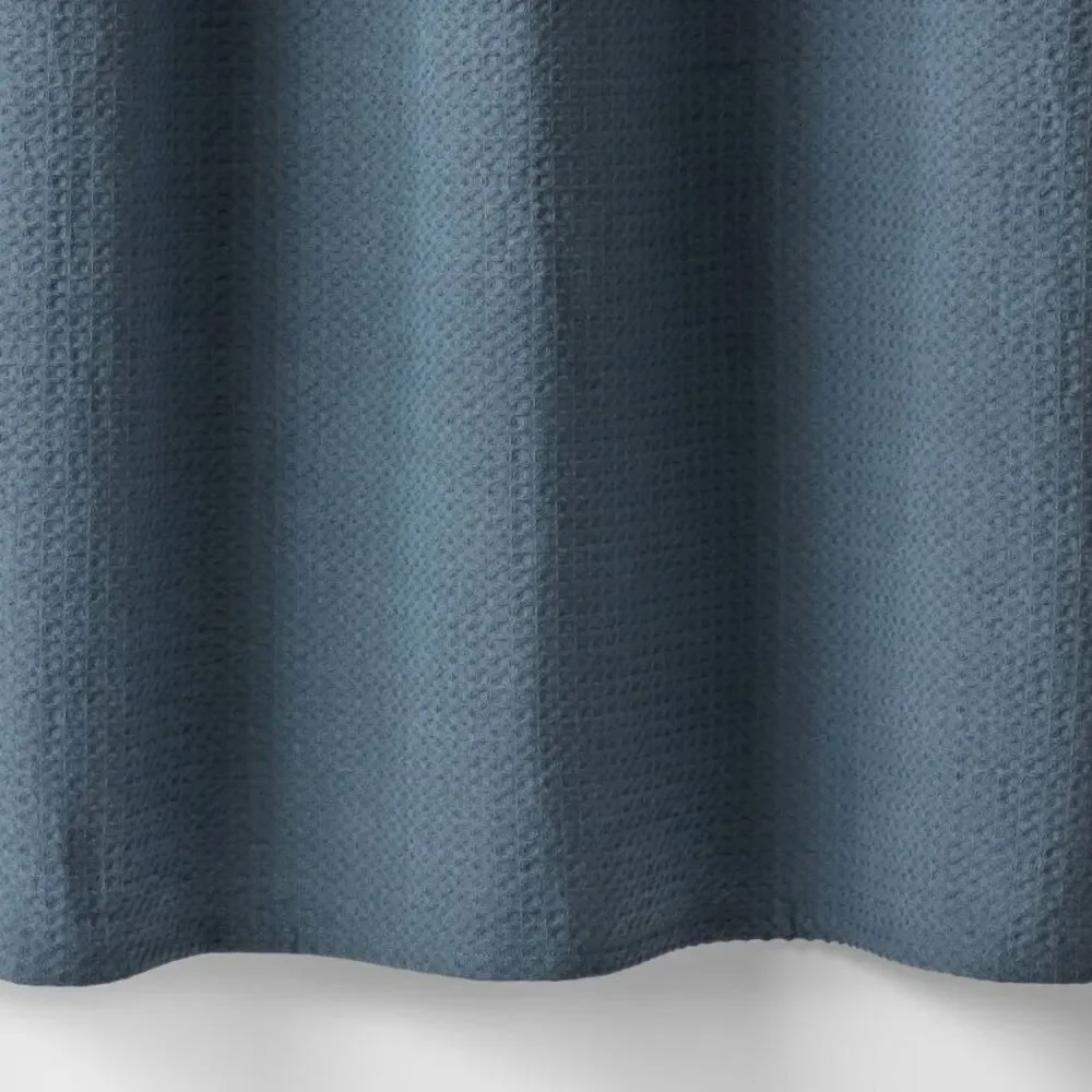 Oversized Relaxed Waffle Weave Shower Curtain Dark Blue- Threshold